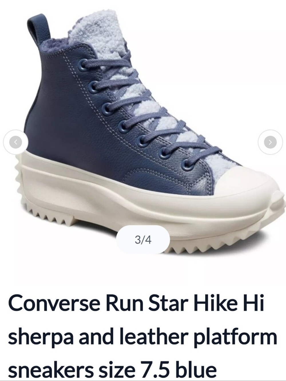 Converse Blue Leather Run Star Hike Sneakers Size 7.5